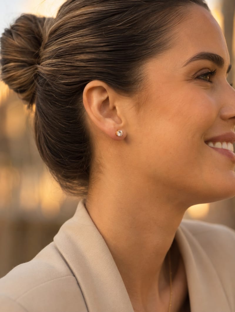 Brinco Solitária Zircônia Cristal Dourado banhada a ouro 18k — TK Semijoias