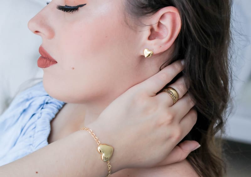 Pulseira Elos com Coração Dourado banhada a ouro 18k — TK Semijoias