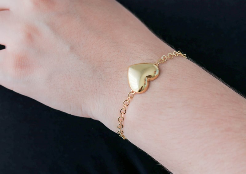 Pulseira Elos com Coração Dourado banhada a ouro 18k — TK Semijoias
