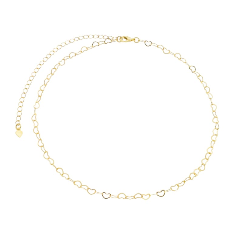 Colar Chocker Corações Encadeados 4mm banhada a ouro 18k — TK Semijoias