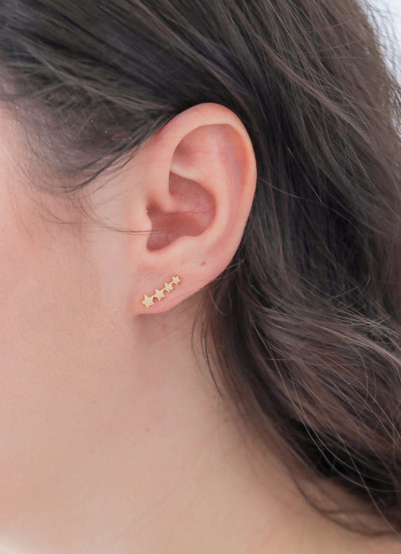 Brinco Ear Climber Quatro Estrelas banhada a ouro 18k — TK Semijoias