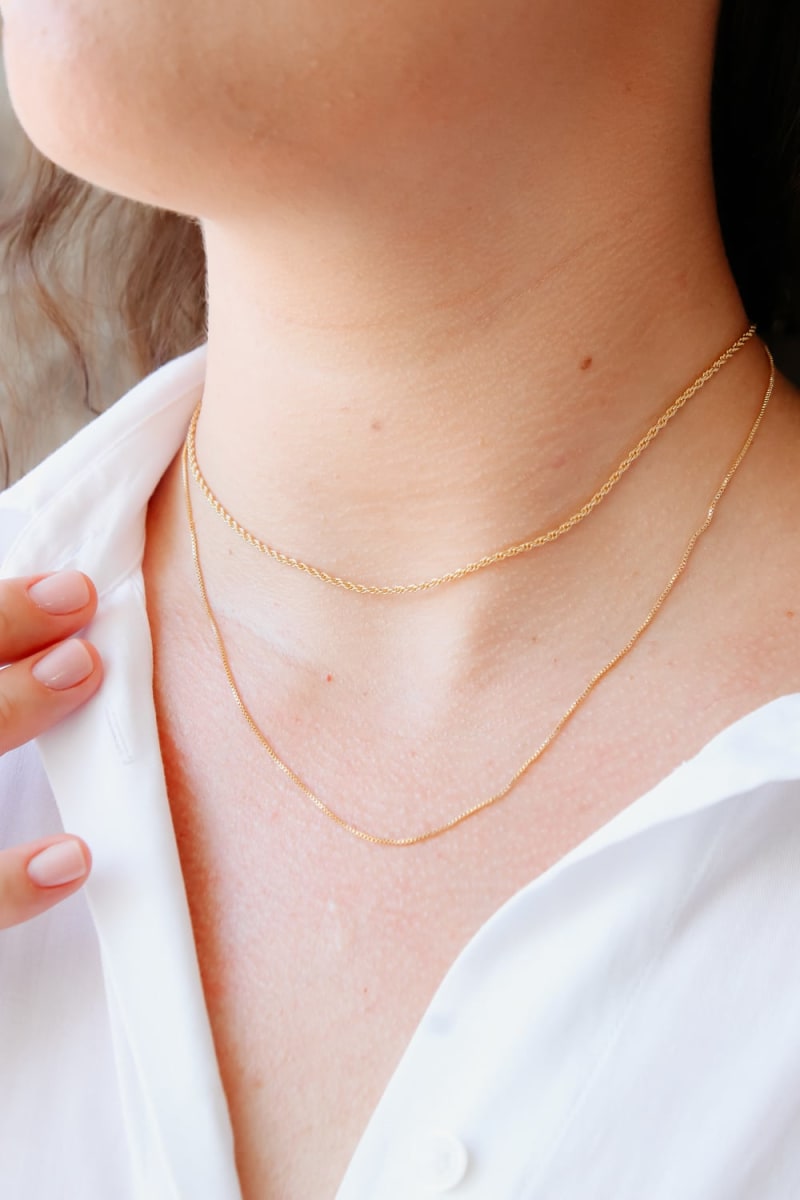 Colar Duo Corrente Corda e Veneziana banhada a ouro 18k — TK Semijoias