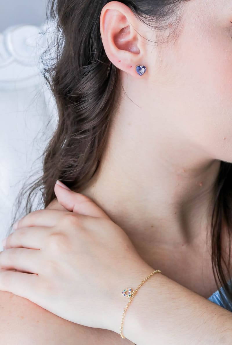 Pulseira Corações com Pingente Cravejado banhada a ouro 18k — TK Semijoias