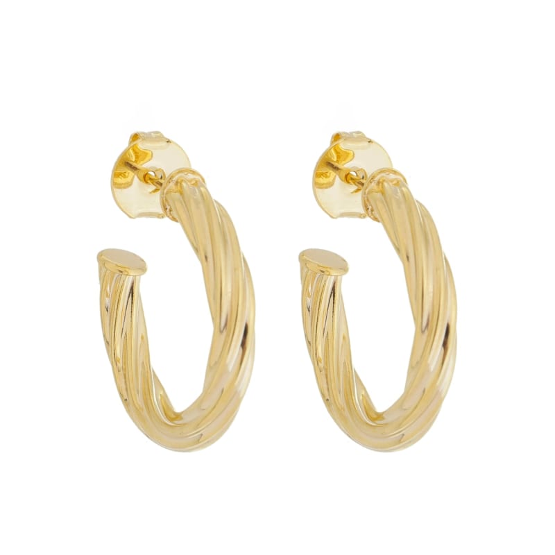 Argola Tubo Torcida Dourada banhada a ouro 18k — TK Semijoias