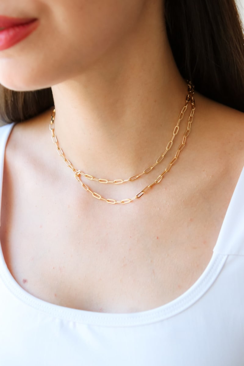 Colar Corrente Elo Paperclip Alongado banhada a ouro 18k — TK Semijoias