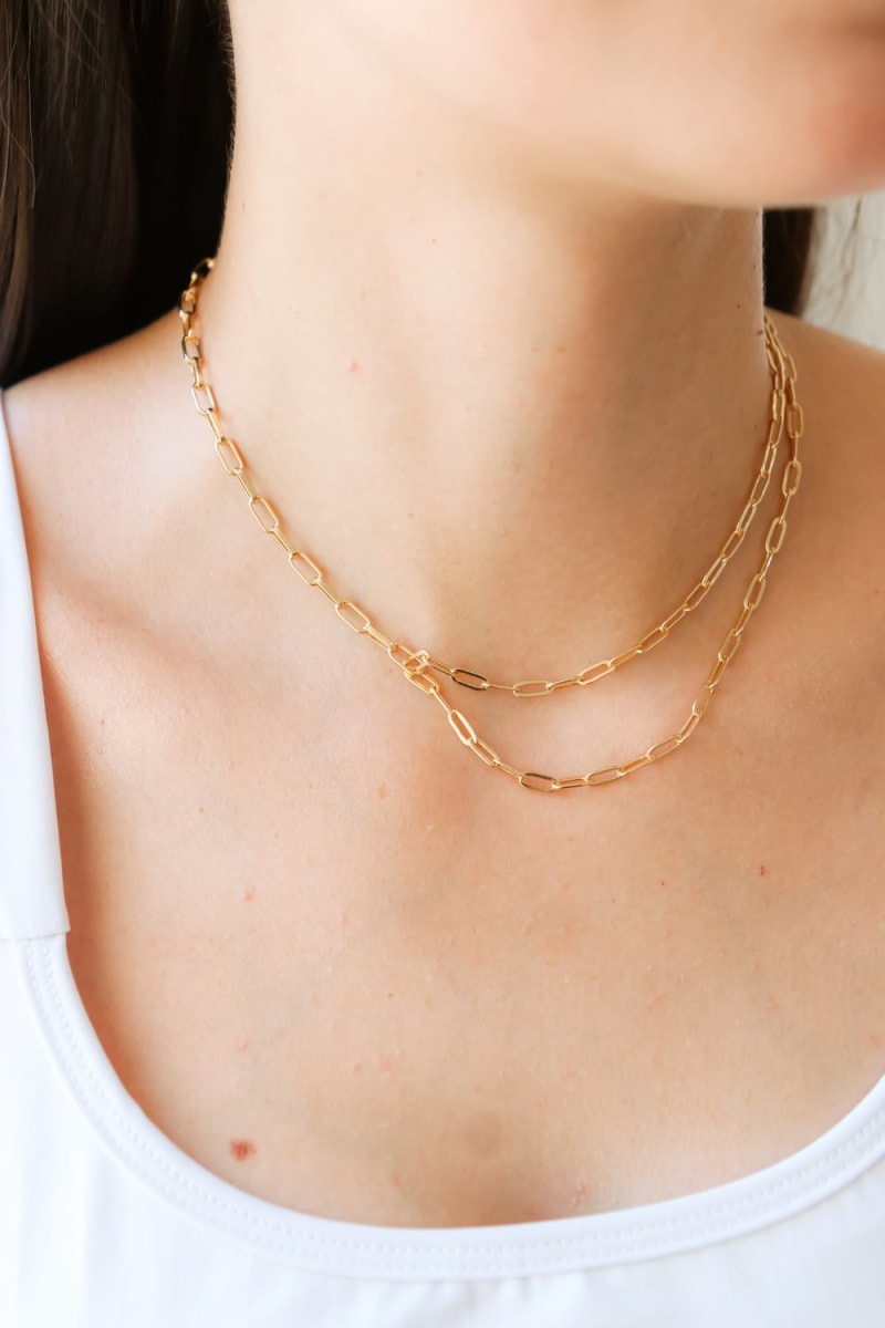 Colar Corrente Elo Paperclip Alongado banhada a ouro 18k — TK Semijoias