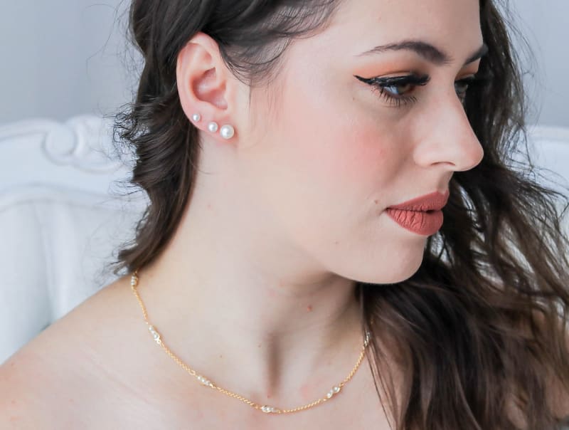 Brinco Trio Pérola Sintética Dourada banhada a ouro 18k — TK Semijoias