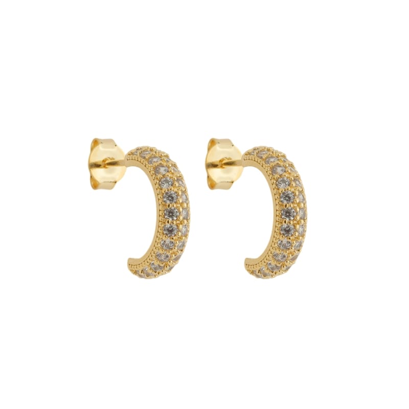 Brinco Argola Meia Lua Pavê Zircônia banhada a ouro 18k — TK Semijoias