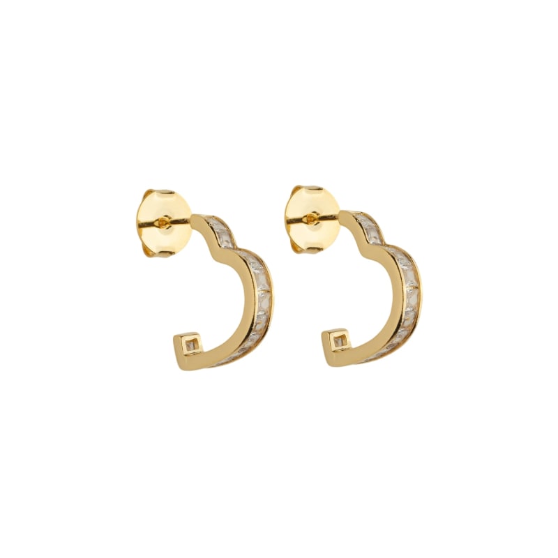 Brinco Argola Baguette Zircônia Channel banhada a ouro 18k — TK Semijoias