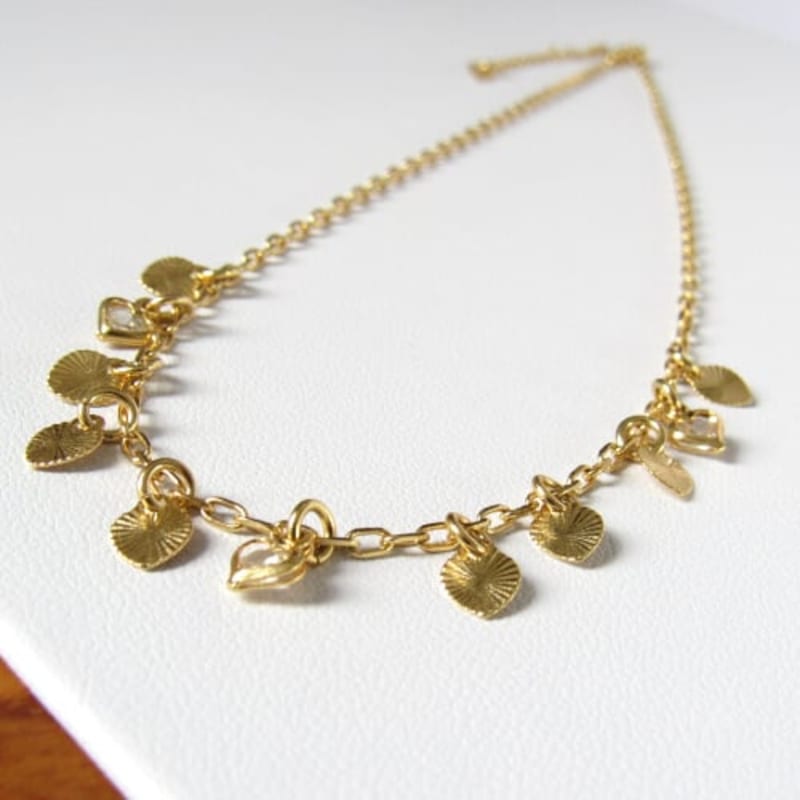 Colar Corações Cravejados com Zircônia banhada a ouro 18k — TK Semijoias