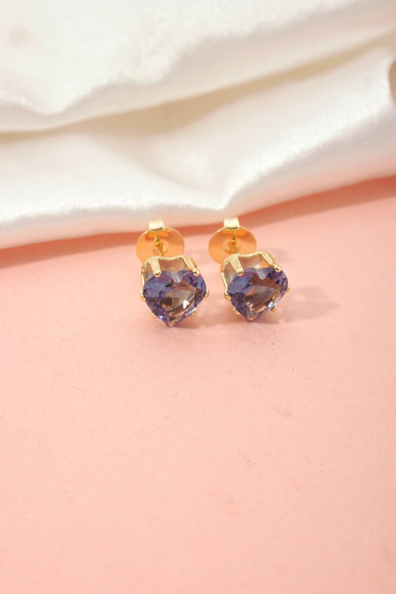 Brinco Coração de Zircônia Cristal G banhada a ouro 18k — TK Semijoias