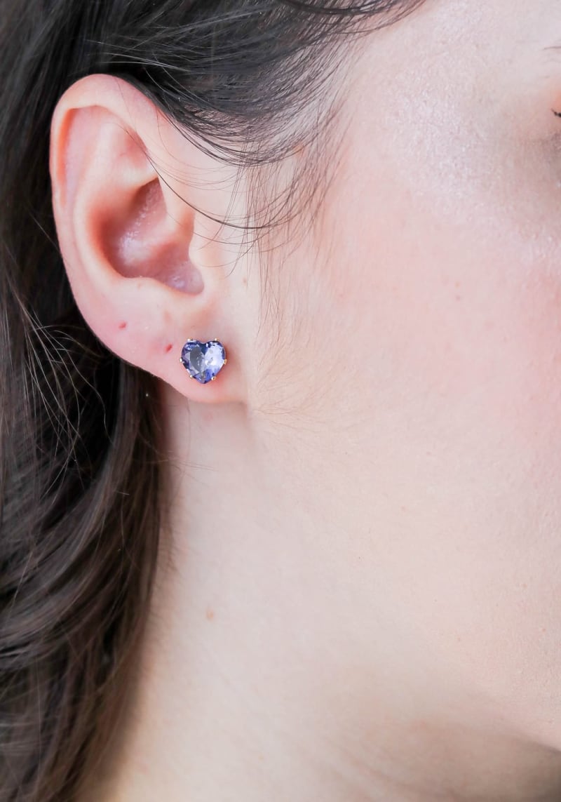 Brinco Coração de Zircônia Cristal G banhada a ouro 18k — TK Semijoias