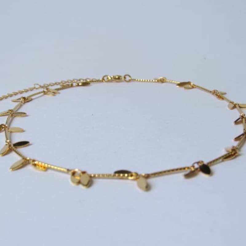 Colar Choker Palito Diamantado Duplo Navetes banhada a ouro 18k — TK Semijoias