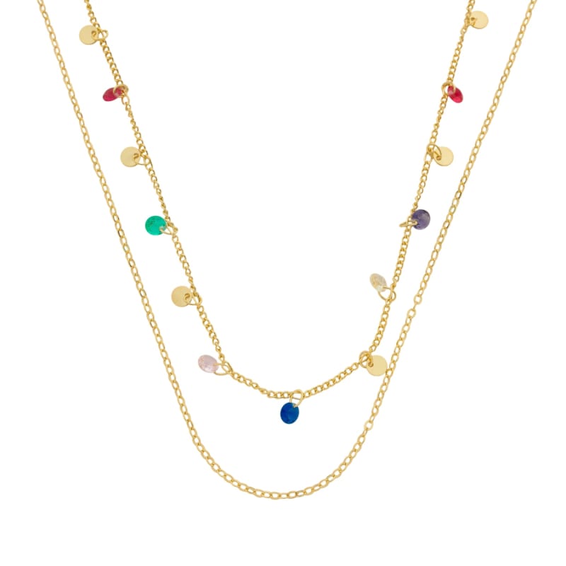 Colar Choker Multi-Charm Pedras Coloridas banhada a ouro 18k — TK Semijoias