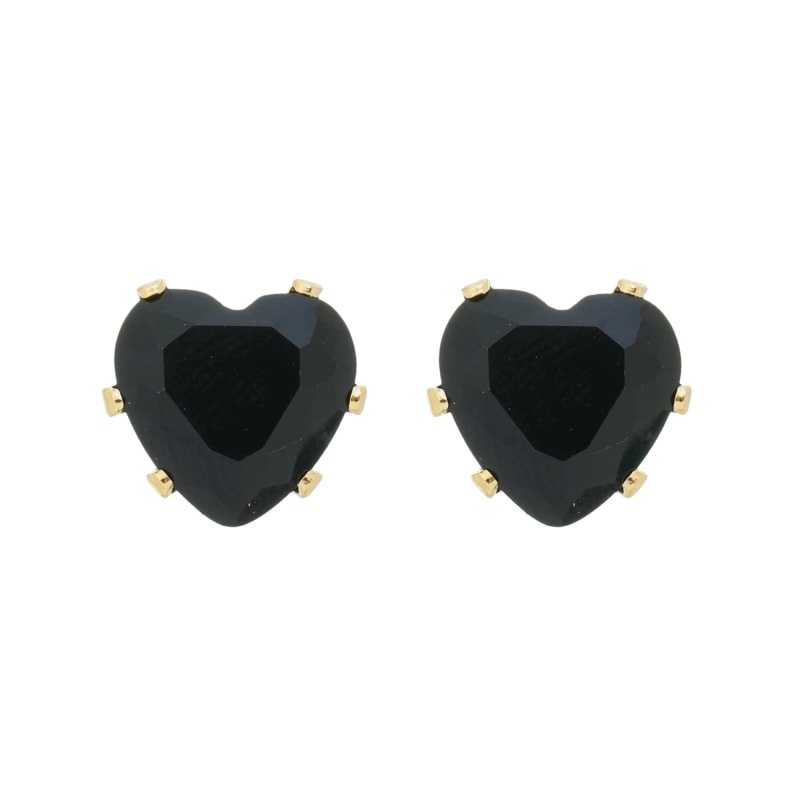 Brinco Coração de Zircônia Preto G banhada a ouro 18k — TK Semijoias