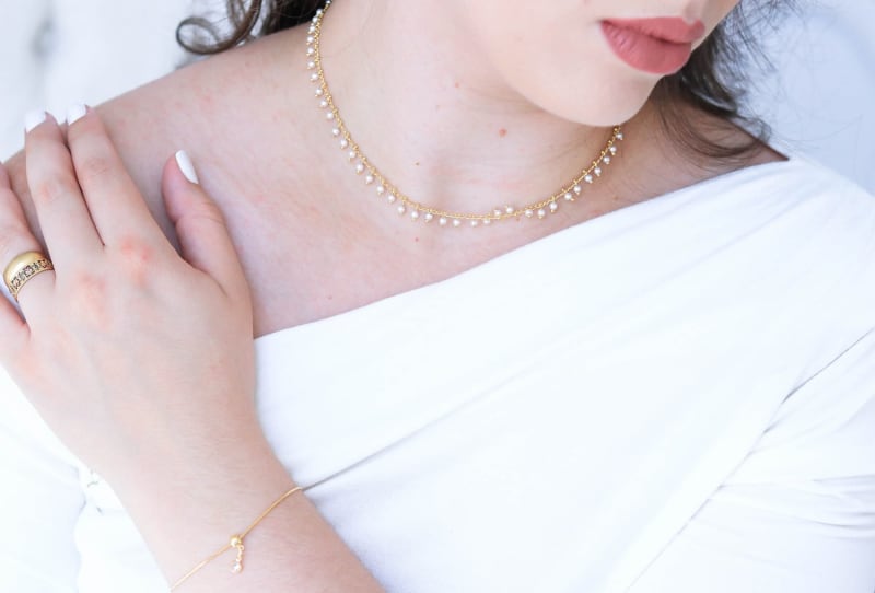 Pulseira Veneziana com Pingente Ajustável banhada a ouro 18k — TK Semijoias