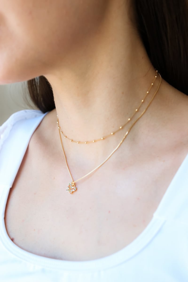 Colar Corrente Satélite com Bolinhas banhada a ouro 18k — TK Semijoias
