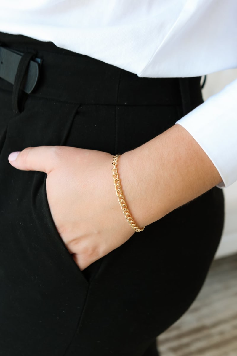Pulseira Corrente Grumet Elos Lisos banhada a ouro 18k — TK Semijoias
