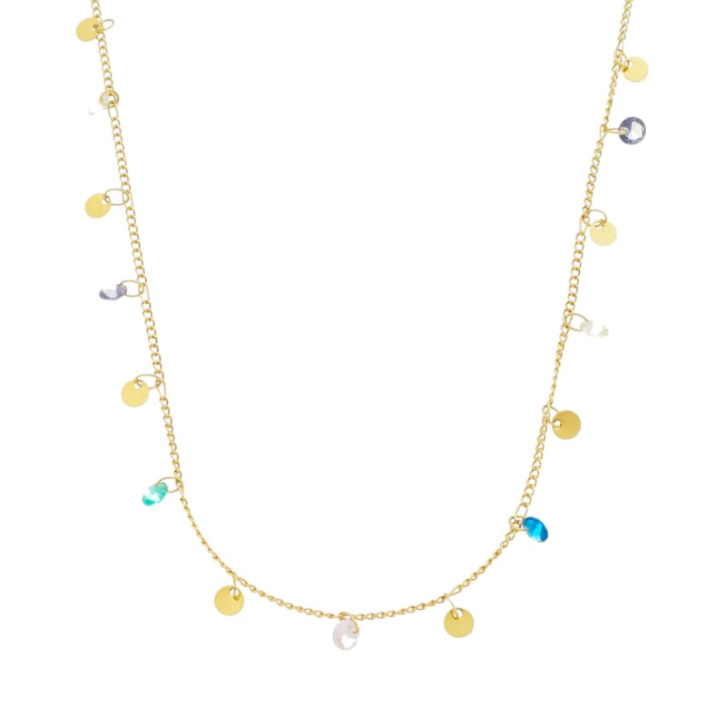 Colar Chapinhas & Zircônias Multicolor banhada a ouro 18k — TK Semijoias