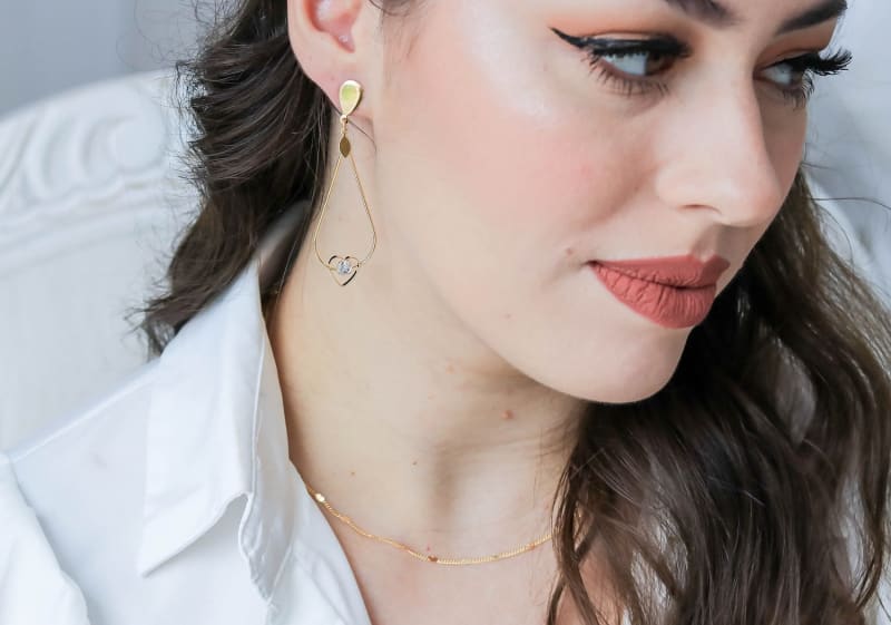 Brinco Gota Vazada com Zircônia Cintilante banhada a ouro 18k — TK Semijoias