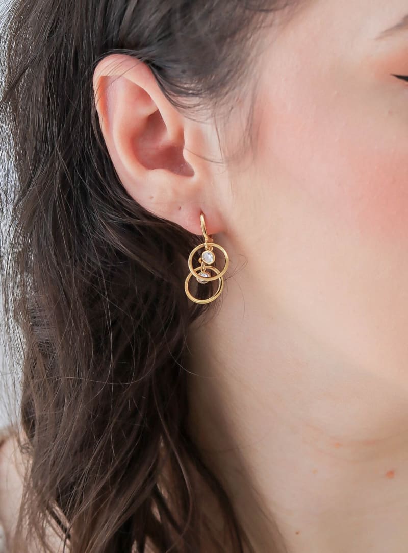 Brinco Duplo Círculo com Zircônia banhada a ouro 18k — TK Semijoias