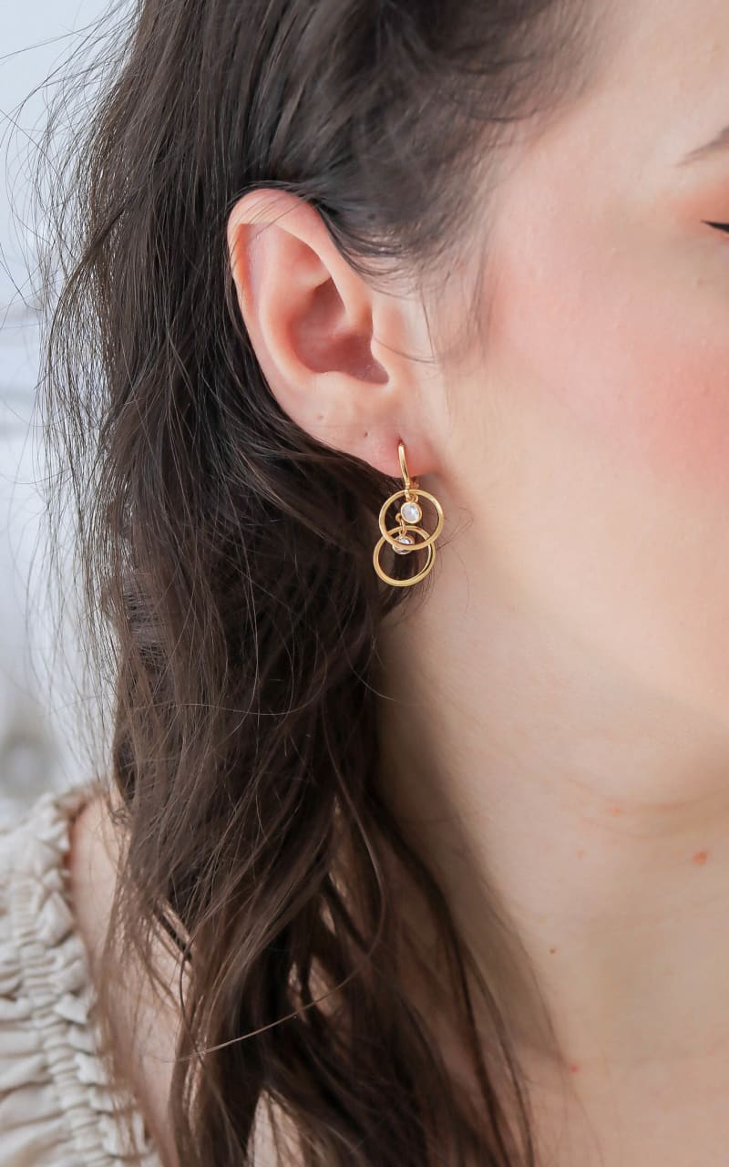 Brinco Duplo Círculo com Zircônia banhada a ouro 18k — TK Semijoias