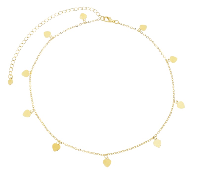Colar Chocker Americana Corações Dourados banhada a ouro 18k — TK Semijoias