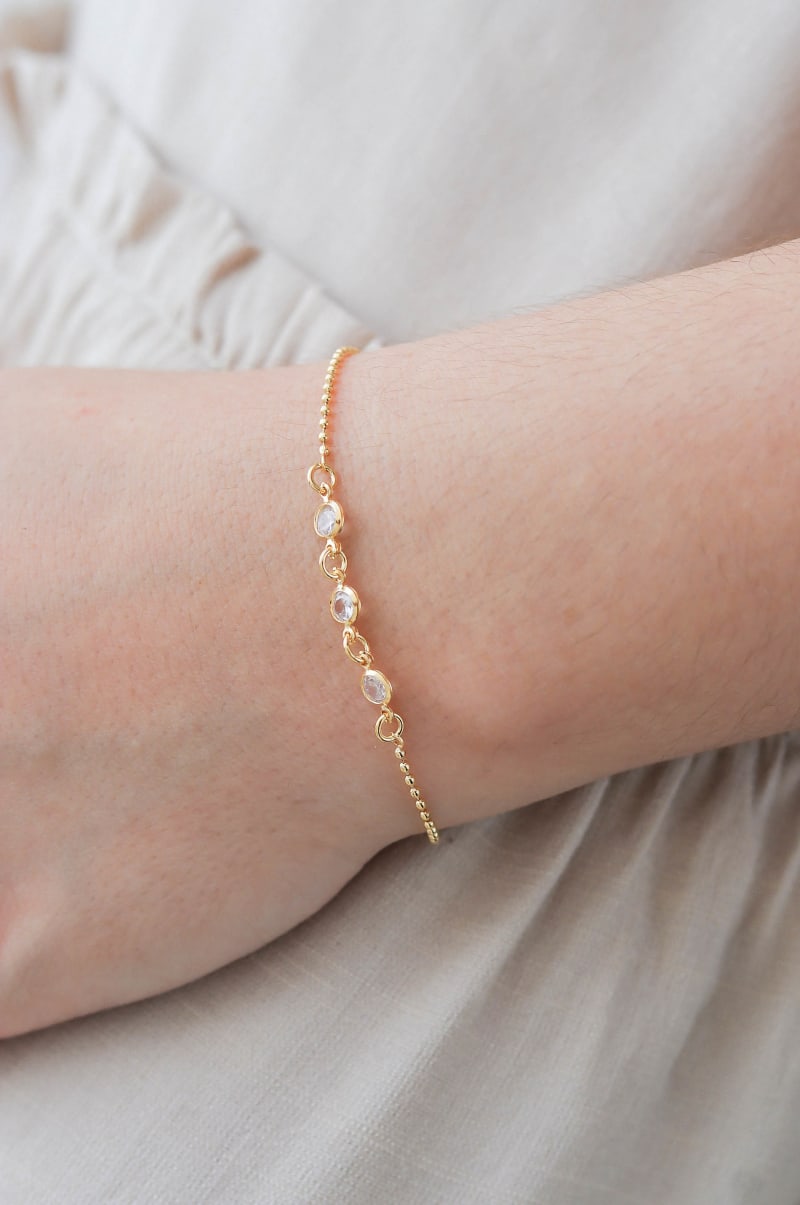 Pulseira Esferas com Elos & Zircônia banhada a ouro 18k — TK Semijoias
