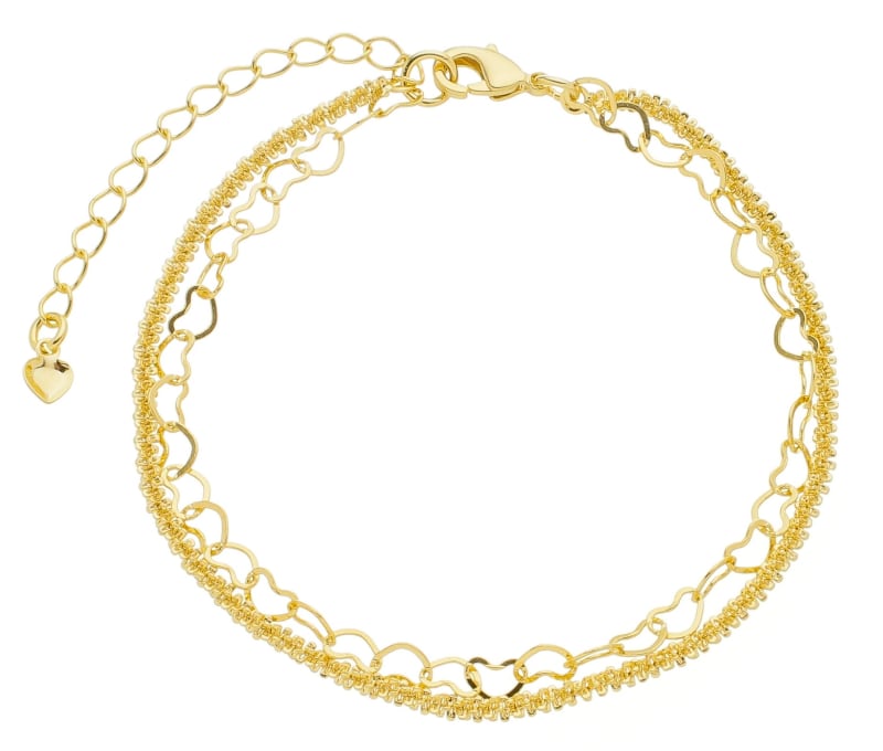 Pulseira Dupla Corações Encadeados Luxe banhada a ouro 18k — TK Semijoias