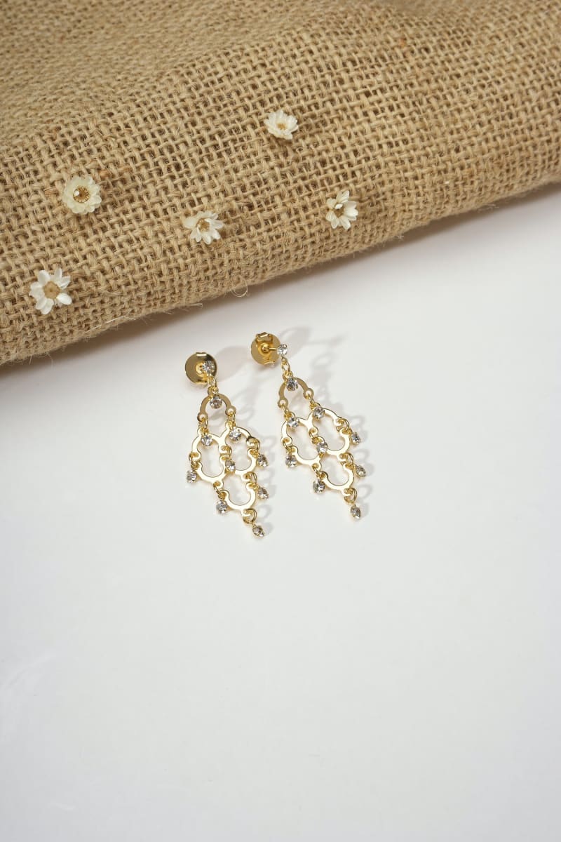 Brinco Luxe Zircônia Cristal banhada a ouro 18k — TK Semijoias