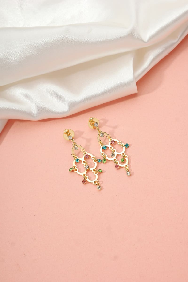 Brinco Luxe Zircônia Multicolor banhada a ouro 18k — TK Semijoias