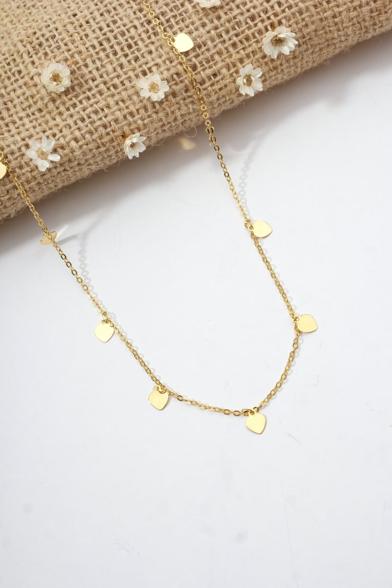Colar Chocker Americana Corações Dourados banhada a ouro 18k — TK Semijoias