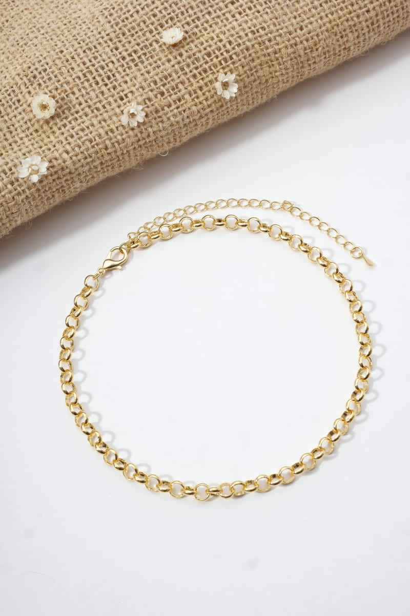 Colar Chocker Elo Português 5mm banhada a ouro 18k — TK Semijoias