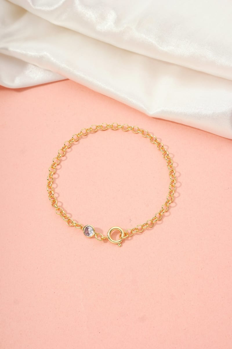 Pulseira Elo Português com Zircônia banhada a ouro 18k — TK Semijoias
