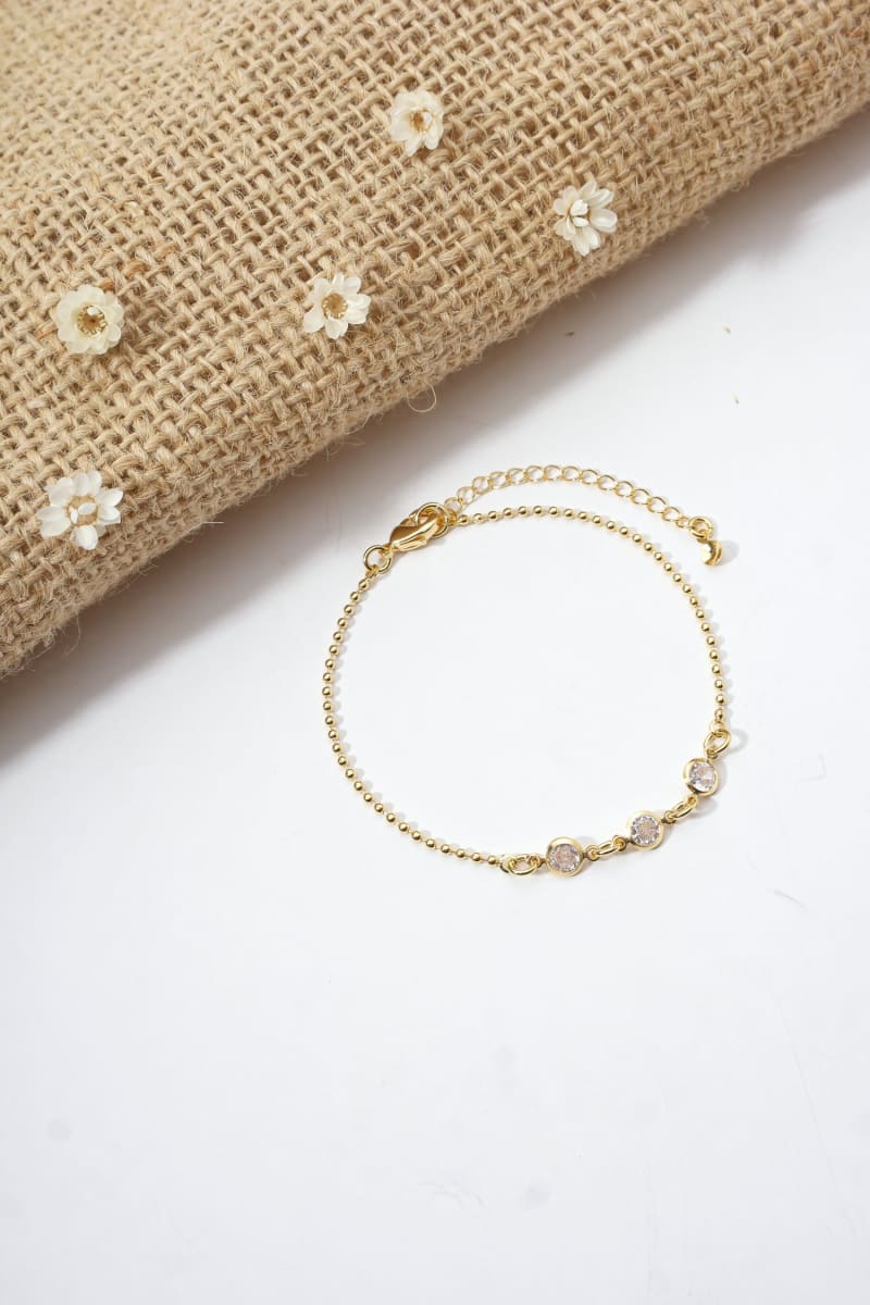 Pulseira Esferas com Elos & Zircônia banhada a ouro 18k — TK Semijoias