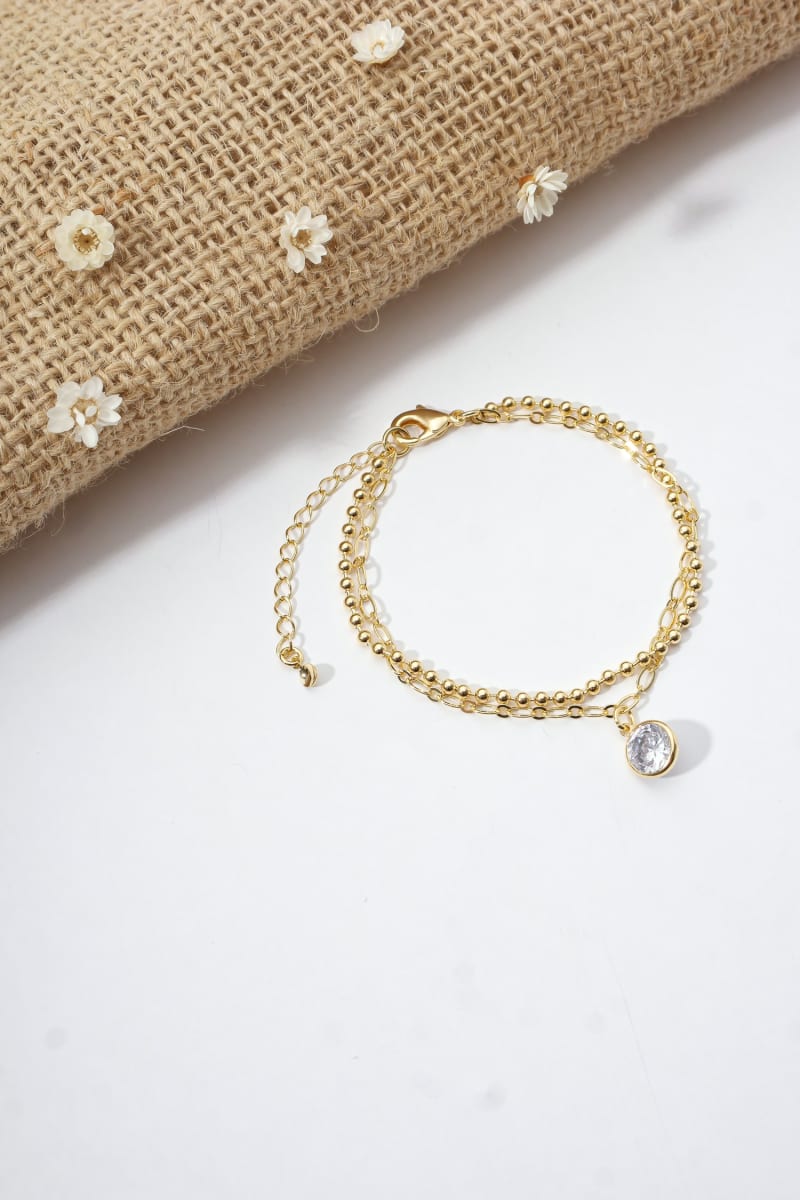 Pulseira Dupla Esferas & Cartier com Zircônia banhada a ouro 18k — TK Semijoias