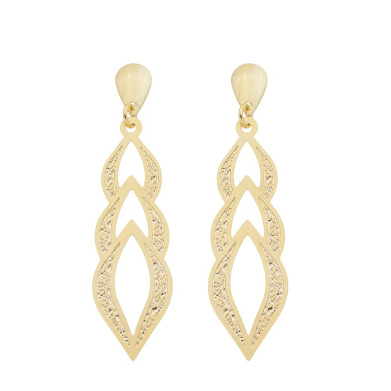 Brinco Gota Trio de Navetes banhada a ouro 18k — TK Semijoias