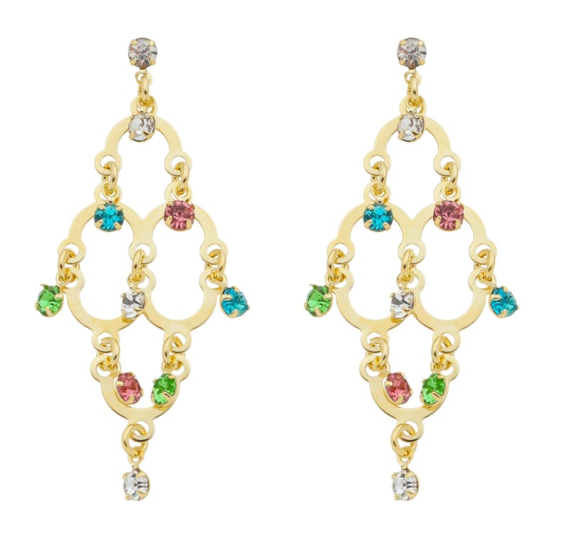 Brinco Luxe Zircônia Multicolor banhada a ouro 18k — TK Semijoias