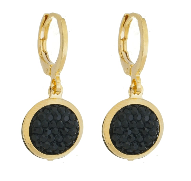 Brinco Argolinha Esmalte Preto banhada a ouro 18k — TK Semijoias