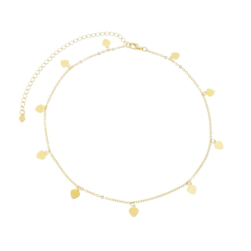Colar Chocker Americana Corações Dourados banhada a ouro 18k — TK Semijoias