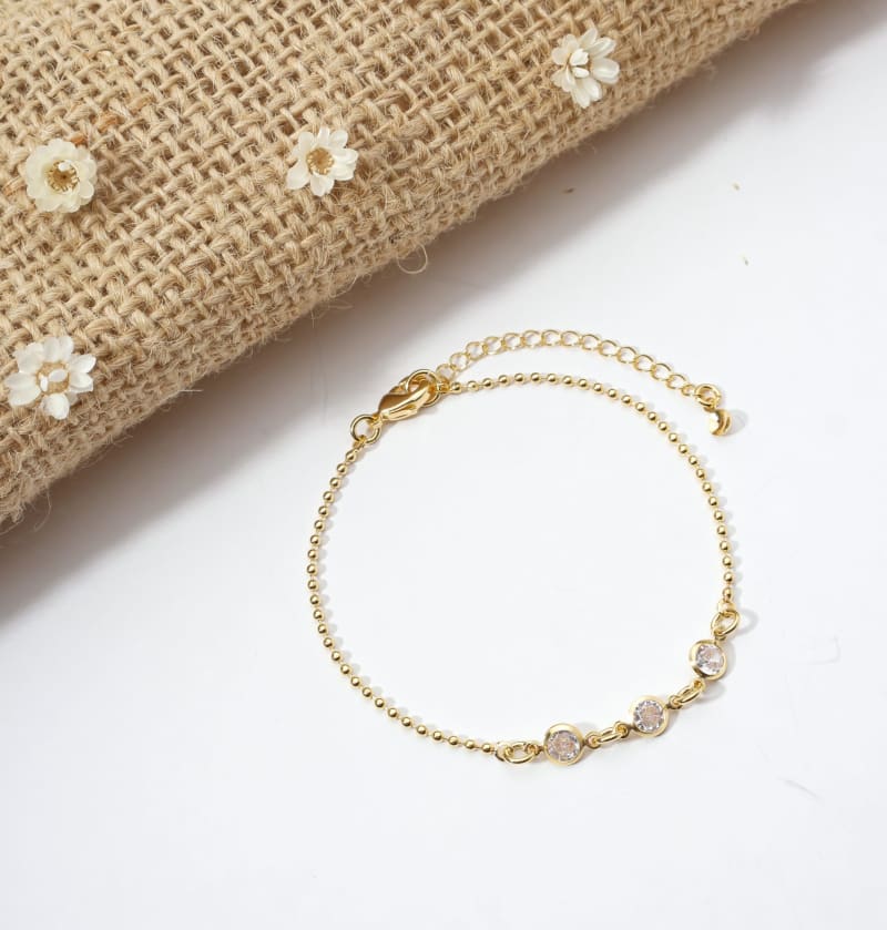 Pulseira Esferas com Elos & Zircônia banhada a ouro 18k — TK Semijoias