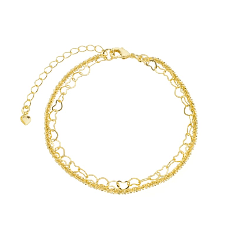 Pulseira Dupla Corações Encadeados Luxe banhada a ouro 18k — TK Semijoias
