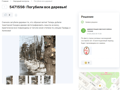 «Я прошу эти случаи мне объяснить»: мэр Казани отреагировал на жалобы на варварскую обрезку деревьев