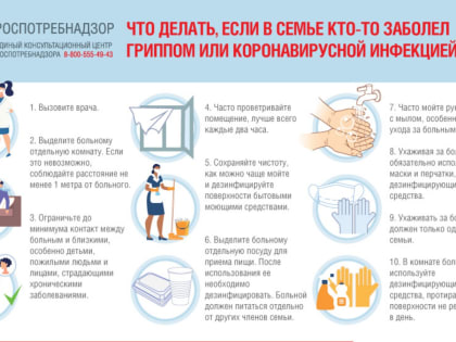 Роспотребнадзор напоминает, что делать, если в семье кто-то заболел гриппом или коронавирусной инфекцией