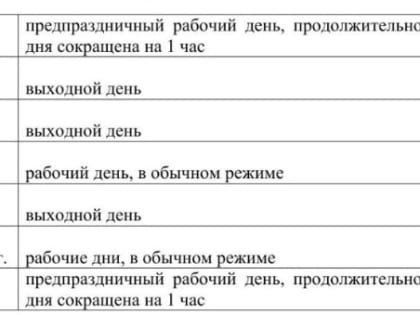 График работы МФЦ в праздничные дни