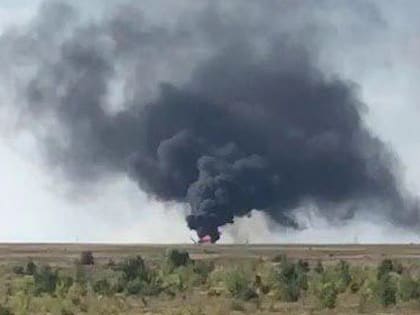 Военный вертолет Ми-8МТВ сгорел на аэродроме в Саратовской области