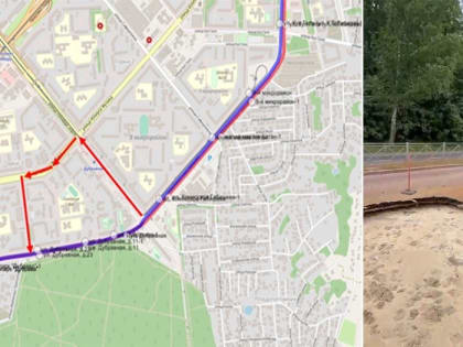 Огромная яма с водой поменяла маршрут автобусов в Казани