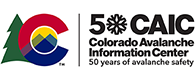CAIC 50th anniversary logo: 50 years of avalanche safety.