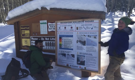Trailhead safety sign at Hancock Pass
