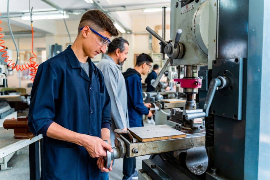 Student studying at technical school for a diploma.